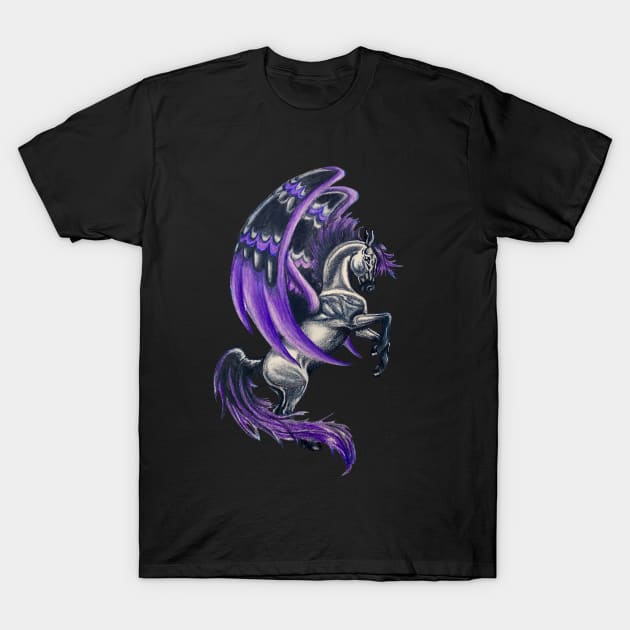 Black and Purple Pegasus T-Shirt by Lady Lilac